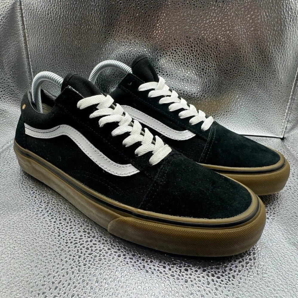 Size 8 VANS Old Skool Sneakers Mens‎ Black Good Gum Sole Suede Canvas Lace Up